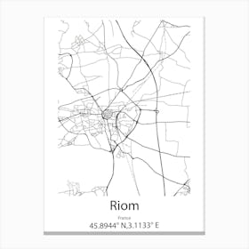 Riom,France Minimalist Map Canvas Print