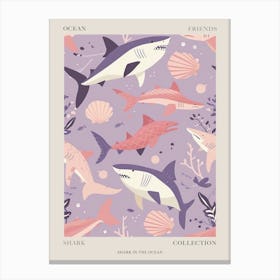 Purple Shark In The Ocean Illustration 1 Poster Canvas Print