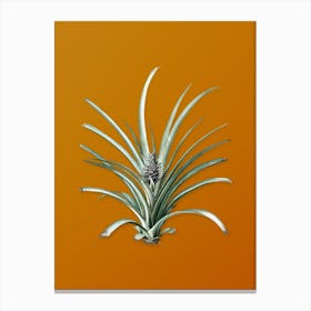 Vintage Pineapple Botanical on Sunset Orange n.0047 Canvas Print