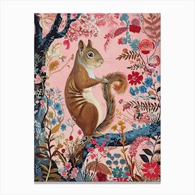 Floral Animal Painting Squirrel 2 Canvas Print
