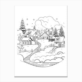 Winter Wonderland Landscape Line Art 0 Canvas Print