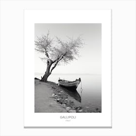 Poster Of Gallipoli, Italy, Black And White Photo 2 Canvas Print