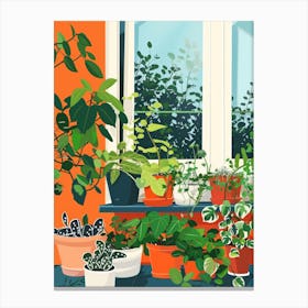 Potted Plants On A Window Sill Canvas Print