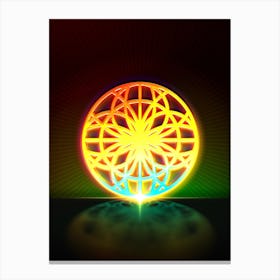 Neon Geometric Glyph in Watermelon Green and Red on Black n.0467 Canvas Print