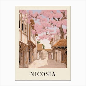Nicosia Cyprus 4 Vintage Pink Travel Illustration Poster Canvas Print