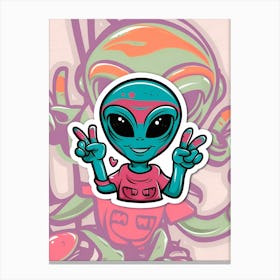 Alien Peace Sign 2 Canvas Print