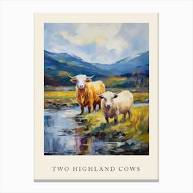 Two Impressionism Cows In The Highlands Canvas Print
