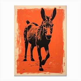 Donkey, Woodblock Animal Drawing 4 Canvas Print