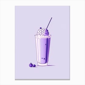 Blueberry Milkshake Dairy Food Minimal Line Drawing 3 Canvas Print