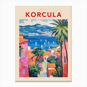 Korcula Croatia 2 Fauvist Travel Poster Canvas Print