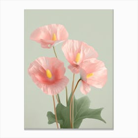 Anthurium Flowers Acrylic Pastel Colours 1 Canvas Print