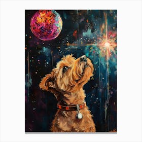 Terrier With Disco Ball 4 Canvas Print