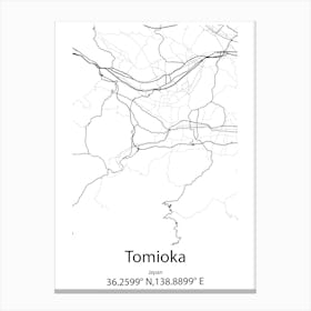 Tomioka,Japan Minimalist Map Stampe su tela