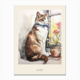 Beatrix Potter Inspired  Animal Watercolour Cat 1 Canvas Print