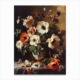 Baroque Floral Still Life Anemone 3 Canvas Print