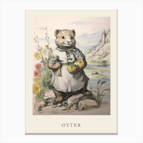Beatrix Potter Inspired  Animal Watercolour Otter 2 Canvas Print