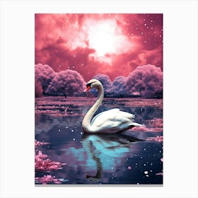 Swan In The Water Canvas Print