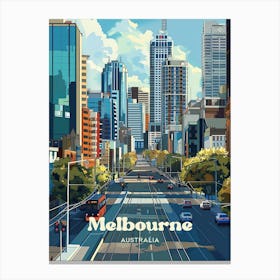 Melbourne Australia Skyline Digital Travel Art Canvas Print