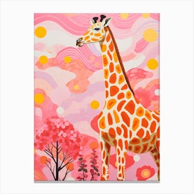 Pink Dotwork Giraffe 3 Canvas Print