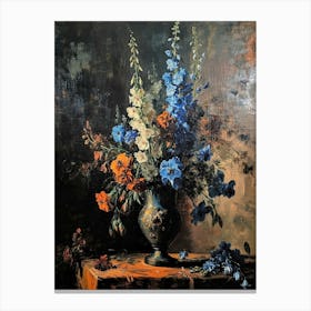 Baroque Floral Still Life Delphinium 4 Canvas Print