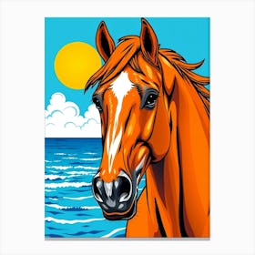 Ginger Color Horse At Beach Canvas Print