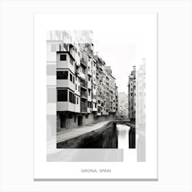Poster Of Girona, Spain, Black And White Old Photo 2 Canvas Print