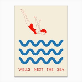 Wells Next The Sea Retro Diving Canvas Print