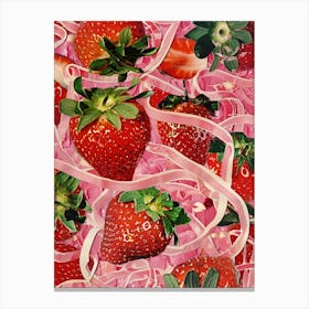 Strawberry Laces Candy Sweets Retro Collage 2 Canvas Print