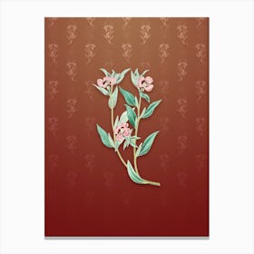 Vintage Longed Enothera Botanical on Falu Red Pattern n.2490 Canvas Print