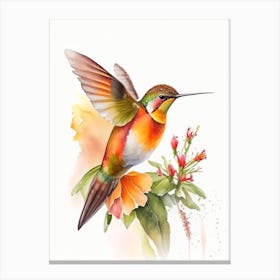 Rufous Hummingbird Cute Neon Canvas Print