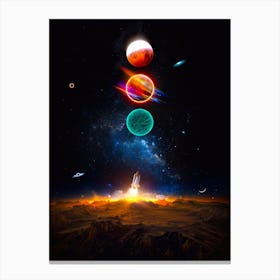 Rocket Launch And Single Astronaut Canvas Print