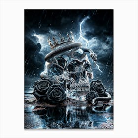 Skull And Roses Thunder Canvas Print