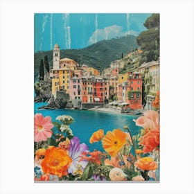 Portofino   Floral Retro Collage Style 2 Canvas Print