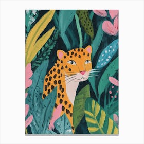 Leopard in the Jungle Gouache Painting Canvas Print