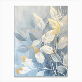 Gold And Blue Leaves Canvas Print