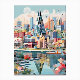 Rotterdam, Netherlands, Geometric Illustration 4 Canvas Print