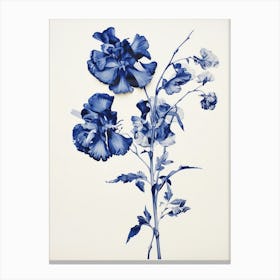 Blue Botanical Snapdragon 1 Canvas Print
