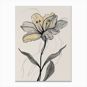 Lilies Line Art Flowers Illustration Neutral 13 Canvas Print
