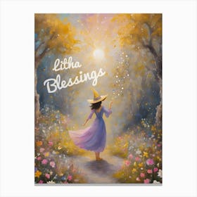 Blessings from a Witch at Litha ~ Fairytale Pagan Art for Wheel of the Year by Sarah Valentine ~ Written Words Version Canvas Print
