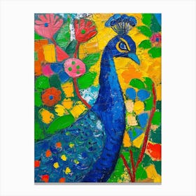 Colourful Peacock Painting 2 Canvas Print