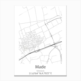 Made,Netherlands Minimalist Map Canvas Print