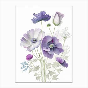 Anemone Floral Quentin Blake Inspired Illustration 2 Flower Canvas Print