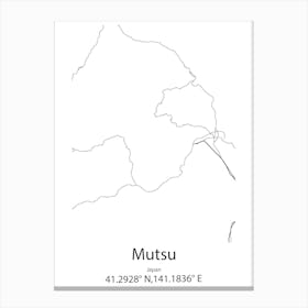 Mutsu,Japan Minimalist Map Canvas Print