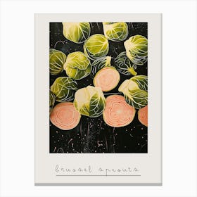 Art Deco Brussel Sprouts Still Life 1 Poster Canvas Print