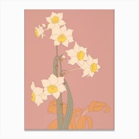 Narcissi Flower Big Bold Illustration 4 Canvas Print