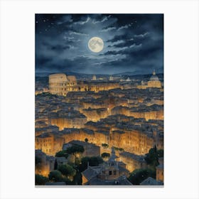 A Nocturnal Vision of the Colosseum 1 Canvas Print