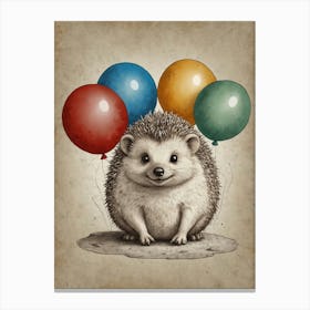 Hedgehog With Balloons 2 Canvas Print