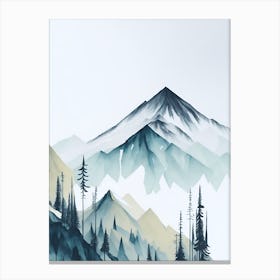 Mountain And Forest In Minimalist Watercolor Vertical Composition 10 Canvas Print