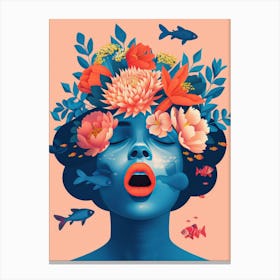 Woman With Flowers On Her Head 11 Canvas Print