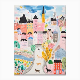 Helsinki, Dreamy Storybook Illustration 1 Canvas Print